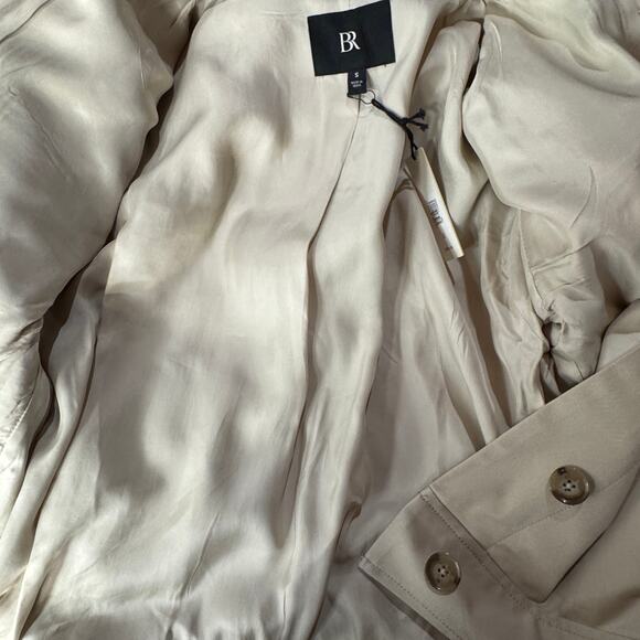 Banana Republic Small Twill Short Utility Jacket Button-Up Lined Long Sleeve Tan - Picture 8 of 11